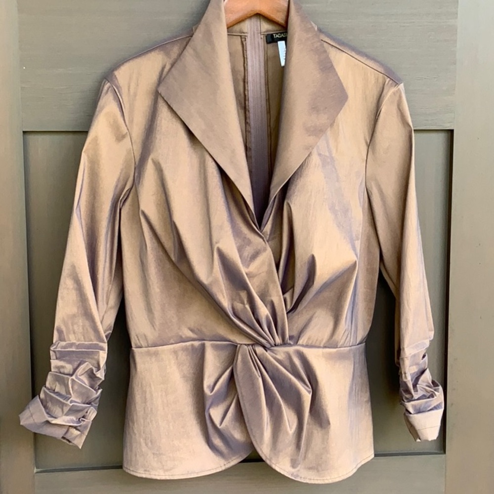 Tadashi Shoji Shimmery Satin Blouse Sz 16 for Holiday Party/Mother of the Bride